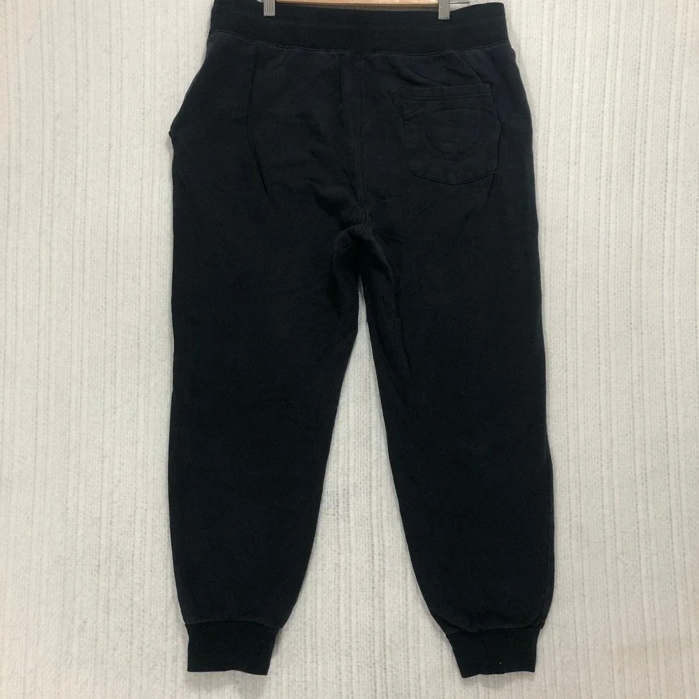 True Religion Mens Black Horseshoe Logo Jogger Sweatpants Drawstring Waist L